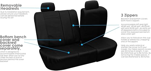 Miniatura 5 de Fundas de asiento FH-PU007114 para coche de cuero sintético lujoso compatibles con airbag con división trasera Negro