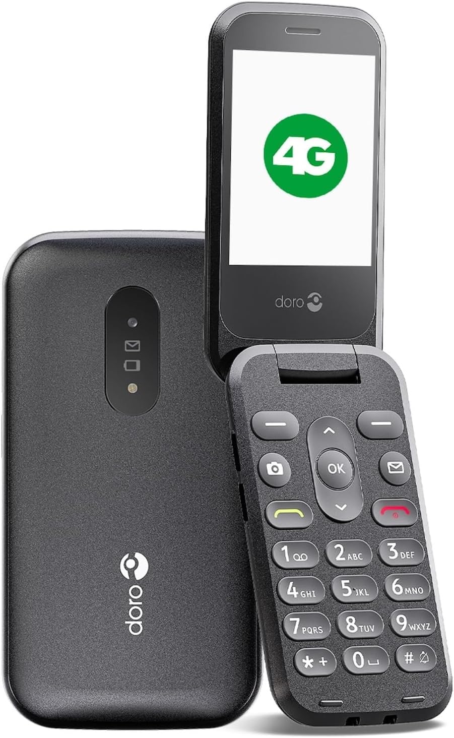Doro - 2800 - Seniorenhandy - 4G-Klapptelefon ohne Vertrag - Tasten mit Sprachausgabe - Kamera - Bluetooth - Notruftaste - Schwarz graphit