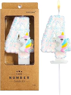 PHD CAKE 2.76 Inch Number 4 Unicorn Birthday Candles, Unicorn Themed Number Candles, Party Celebration