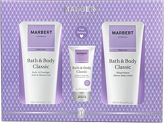 MARBERT Bath & Body Classic Gift Set, Body Lotion 200 ml + Shower Gel 200 ml + Hand Cream 50 ml, Birthday Gift Set, 1 x Set