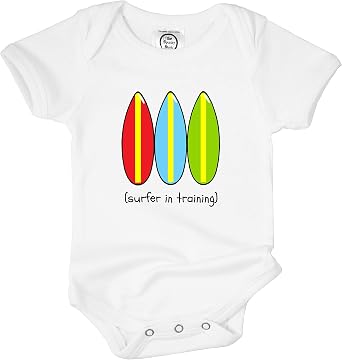 The Spunky Stork Baby Boys & Girls Surfer Surfboard Organic Summer Surf Bodysuit