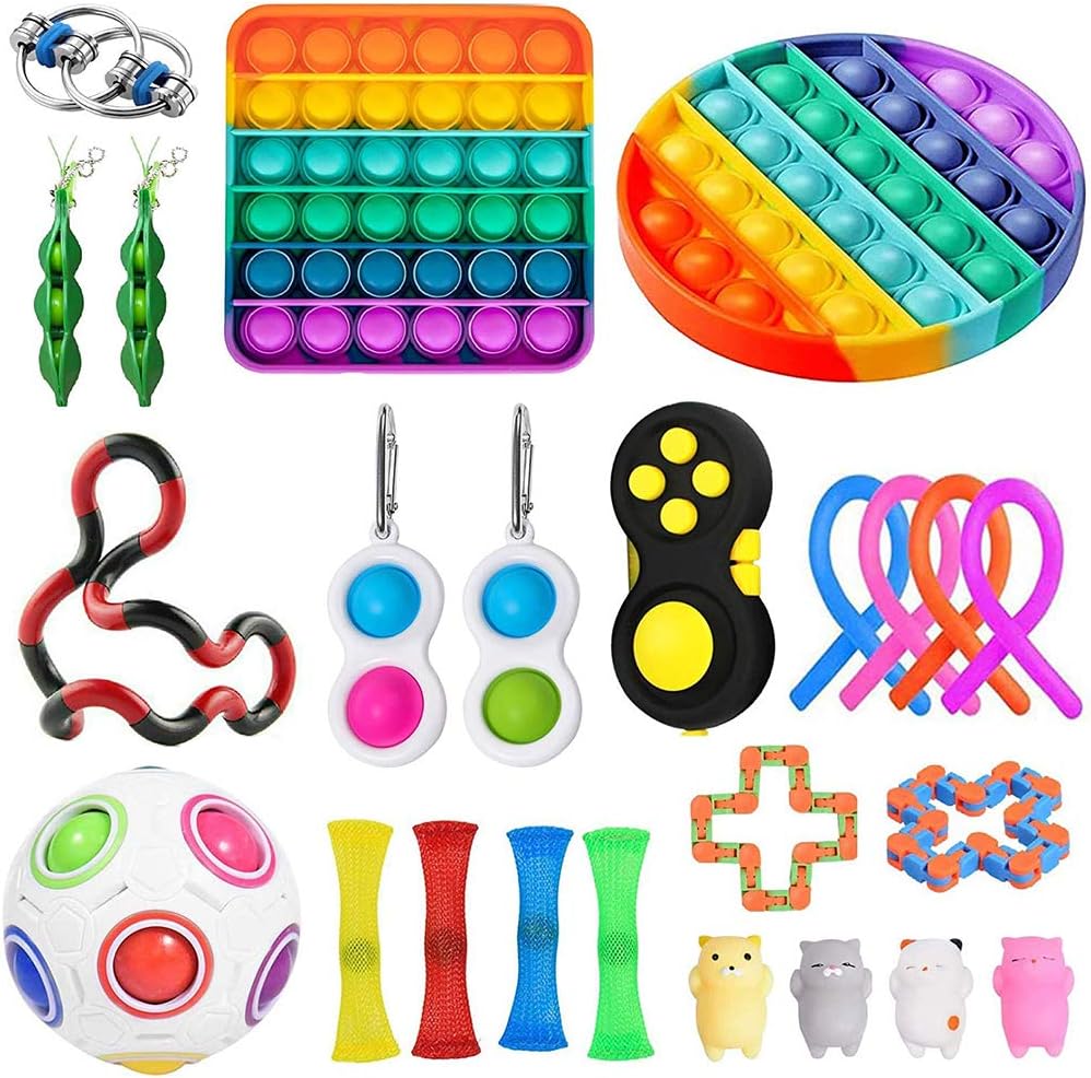 T Y G F 32pcs スクイーズおもちゃ フィジェットおもちゃ 減圧グッズ プッシュポップ ガジェットおもちゃセット バブル感覚 減圧おもちゃセット Stress Relief Fidget Toys 救済ハンドおもちゃ ストレス解消 水洗い可能 子供大人兼用 Amazon