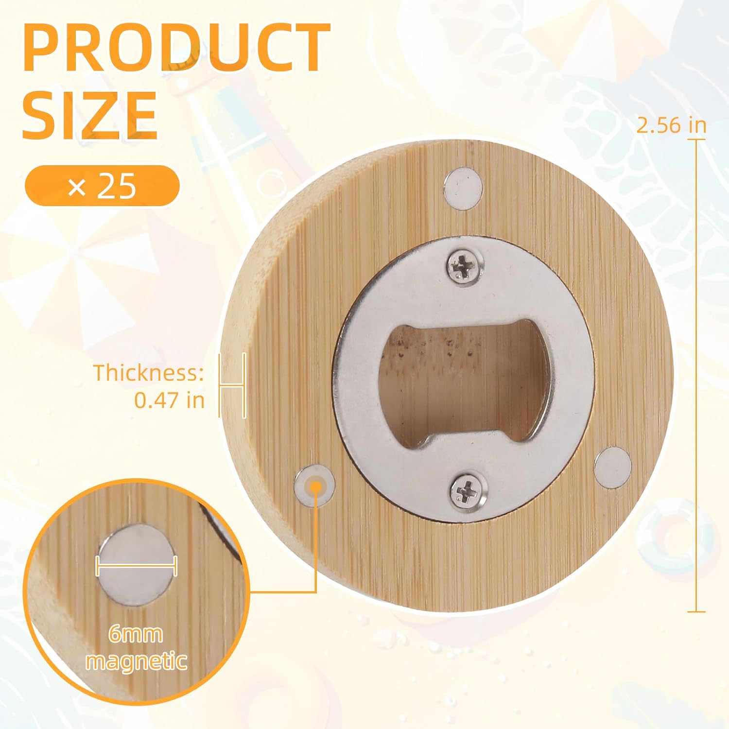 25 Pcs Wood Bottle Opener Bulk Beer Bottle Opener DIY Engravable Magnetic Bamboo Openers for Refrigerator Sticker Gift Wedding Party Bar Restaurant (25 Pcs)