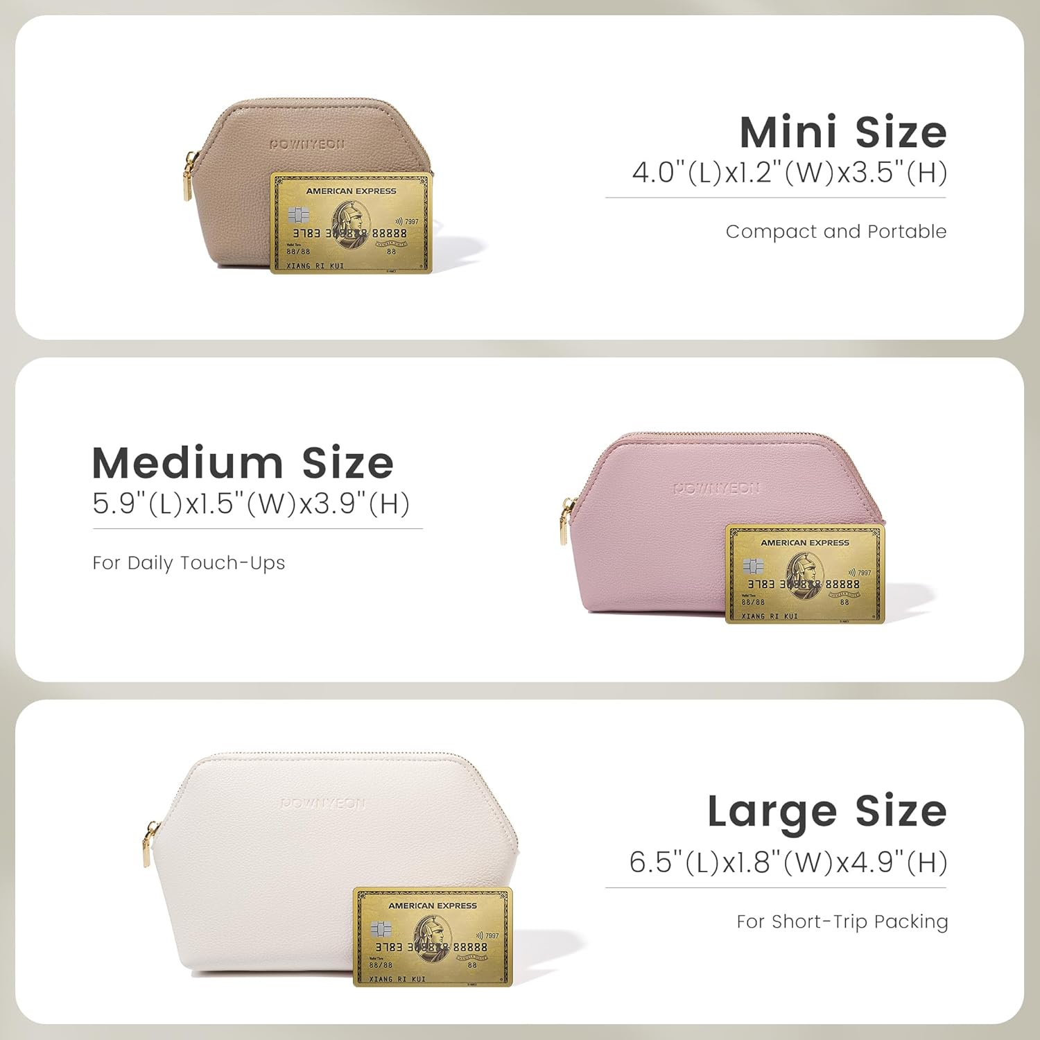 ROWNYEON Small Makeup Bag for Purse, Mini Portable Cosmetic Bags for Women, PU Leather Coin Purse Lipstick Cosmetic Accessories Organizer, Travel Makeup Pouch Zipper Pouch for Men Women - Image 5