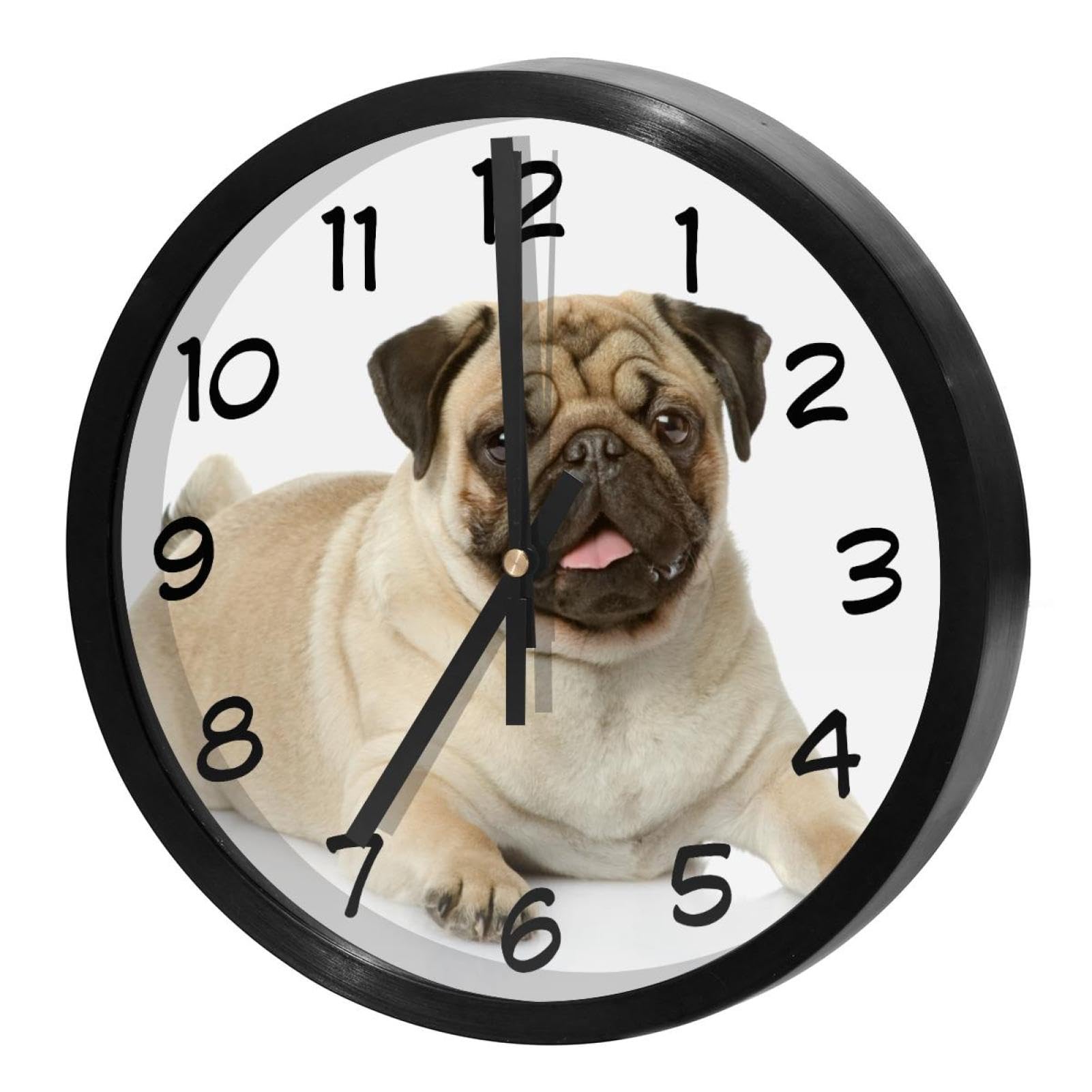 Horloge murale silencieuse à quartz motif chiot pour chambre et bureau