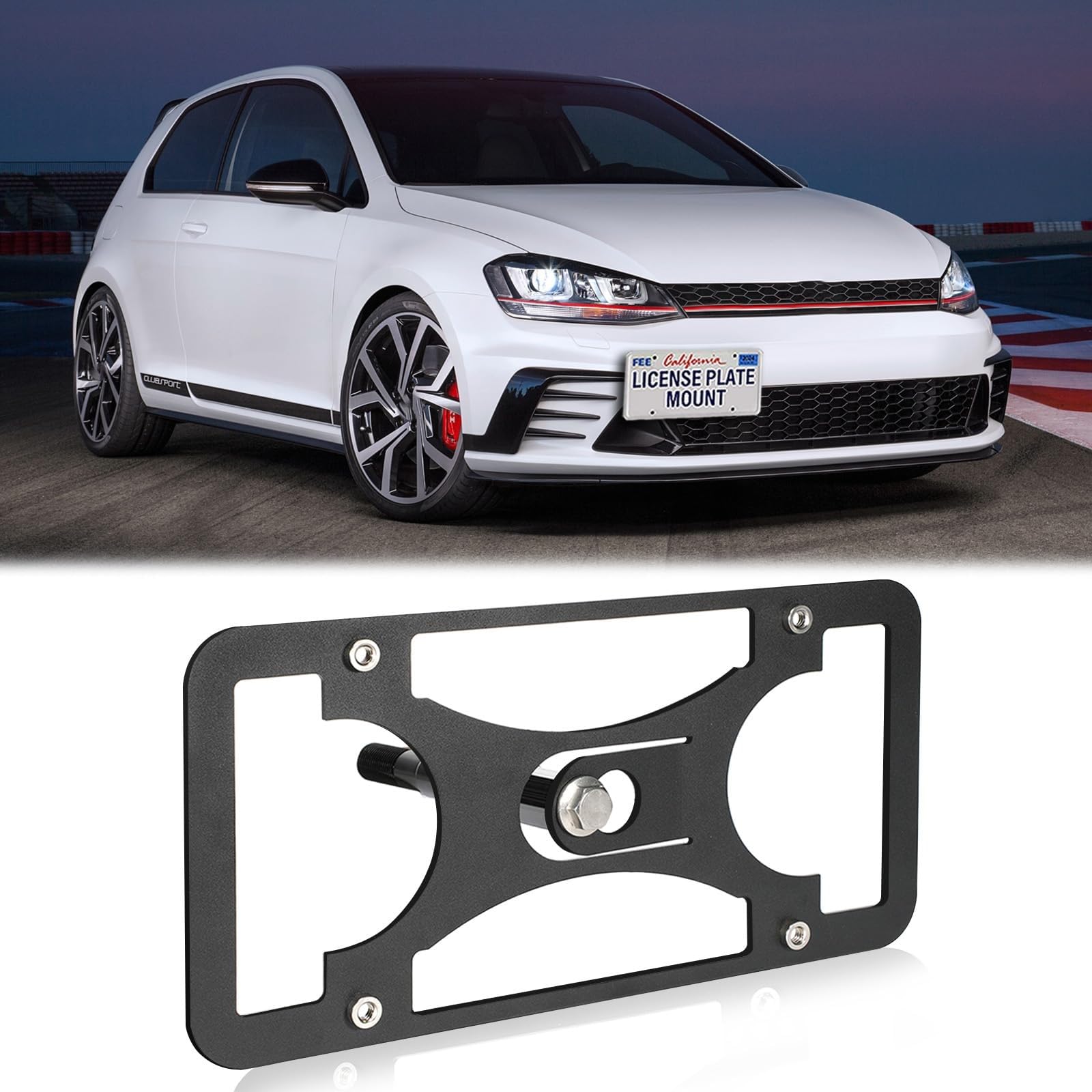 Front Bumper License Plate Mount Compatible with Volkswagen GTI/Golf R 2010-2014, No Drill Front License Plate Frames Tow Hook License Plate Bracket