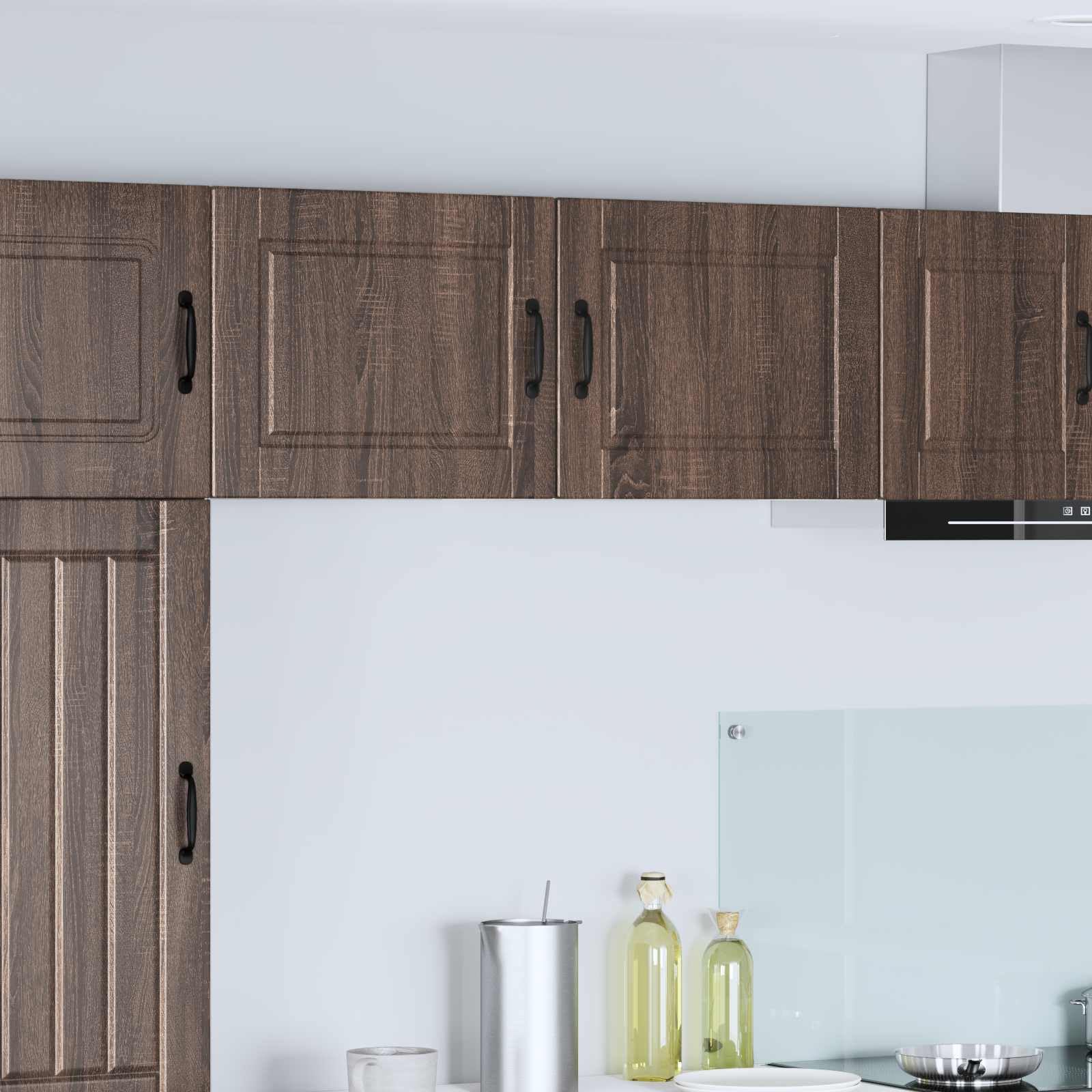 Armoire de Rangement Cuisine Porto chêne brun lot de 2 meubles muraux 50 cm