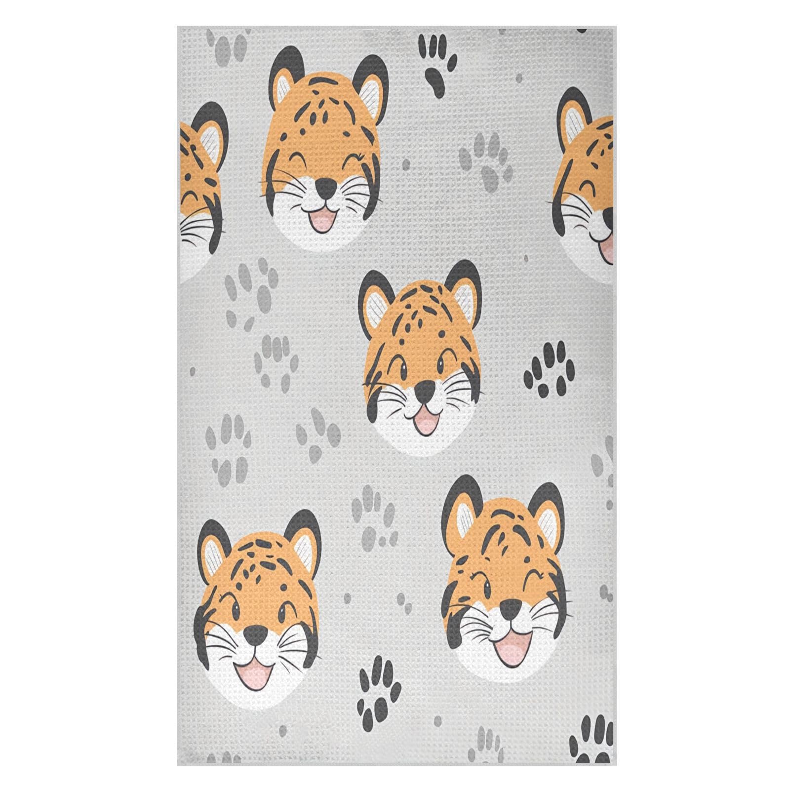 BURSTDDY Cartoon Tiger Kitchen Towels,Absorbent Dish Towels 2 Pack