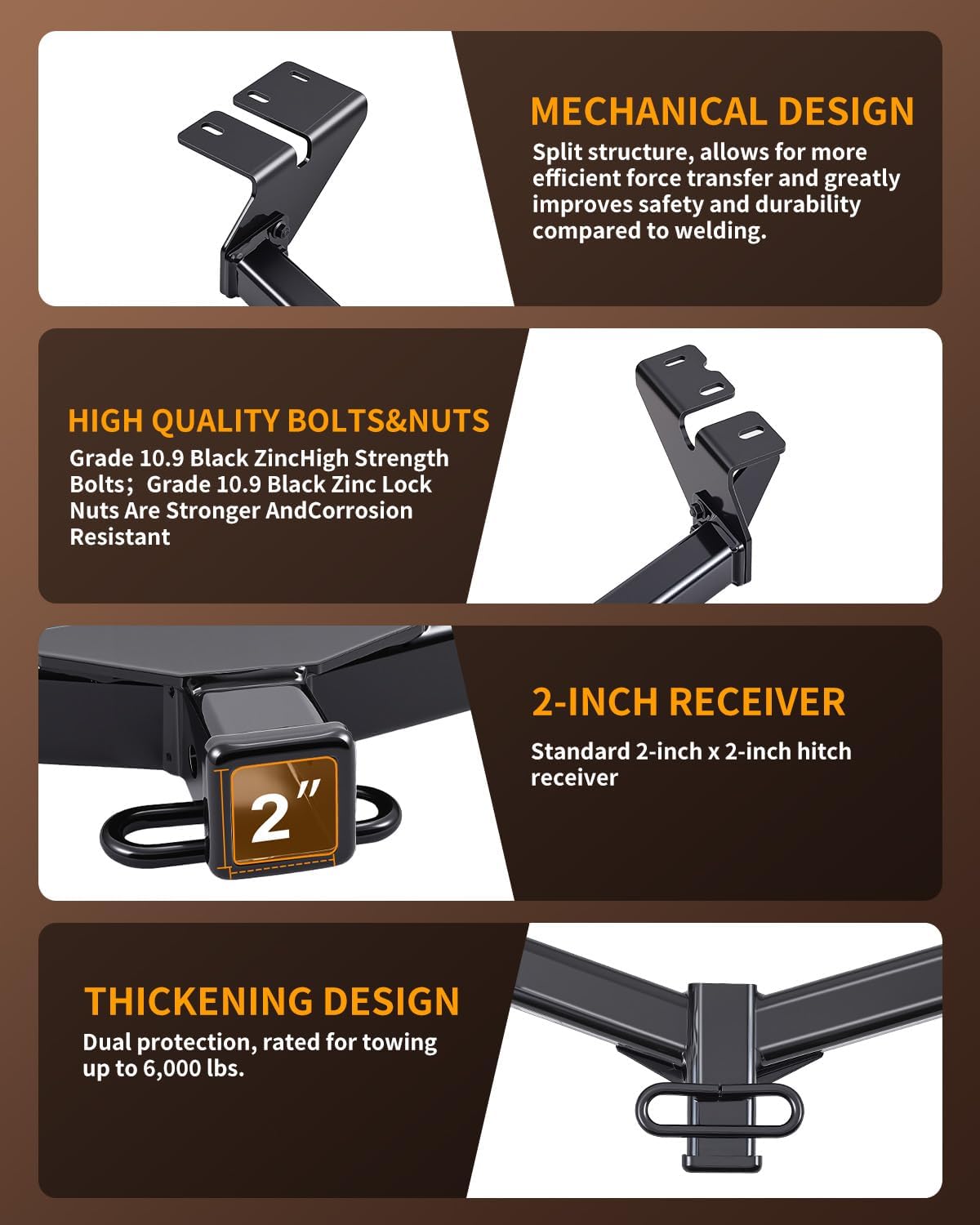 Class 3 Trailer Hitch 2-Inch Receiver Compatible with 2022–2025 Ford Maverick (Excludes Factory Receiver) | 4,000 lbs GTW / 600 lbs TW | Heavy-Duty Tow Hitch