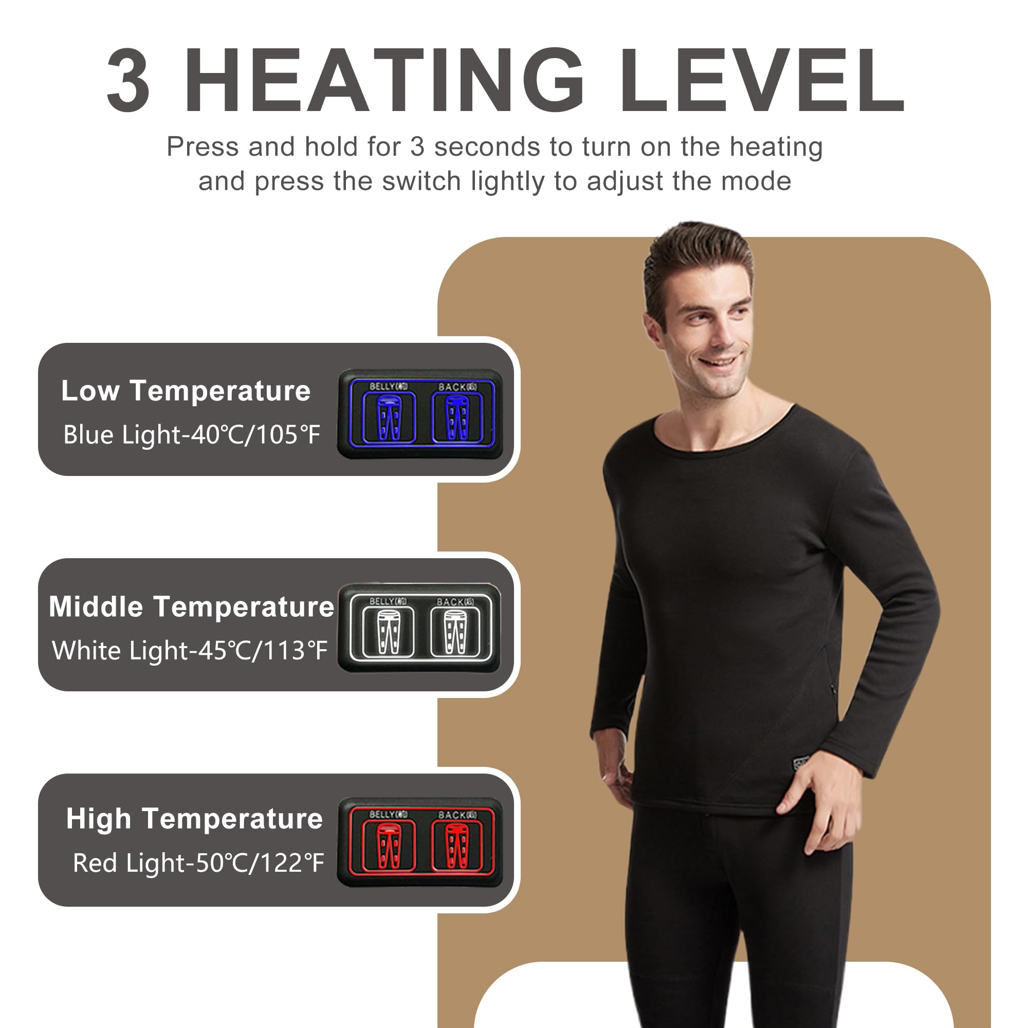 Camisa Térmica para Hombres con Calefacción, Camiseta Interior Eléctrica De 16 Zonas con 3 Niveles De Calor para Motocicleta Y Caza