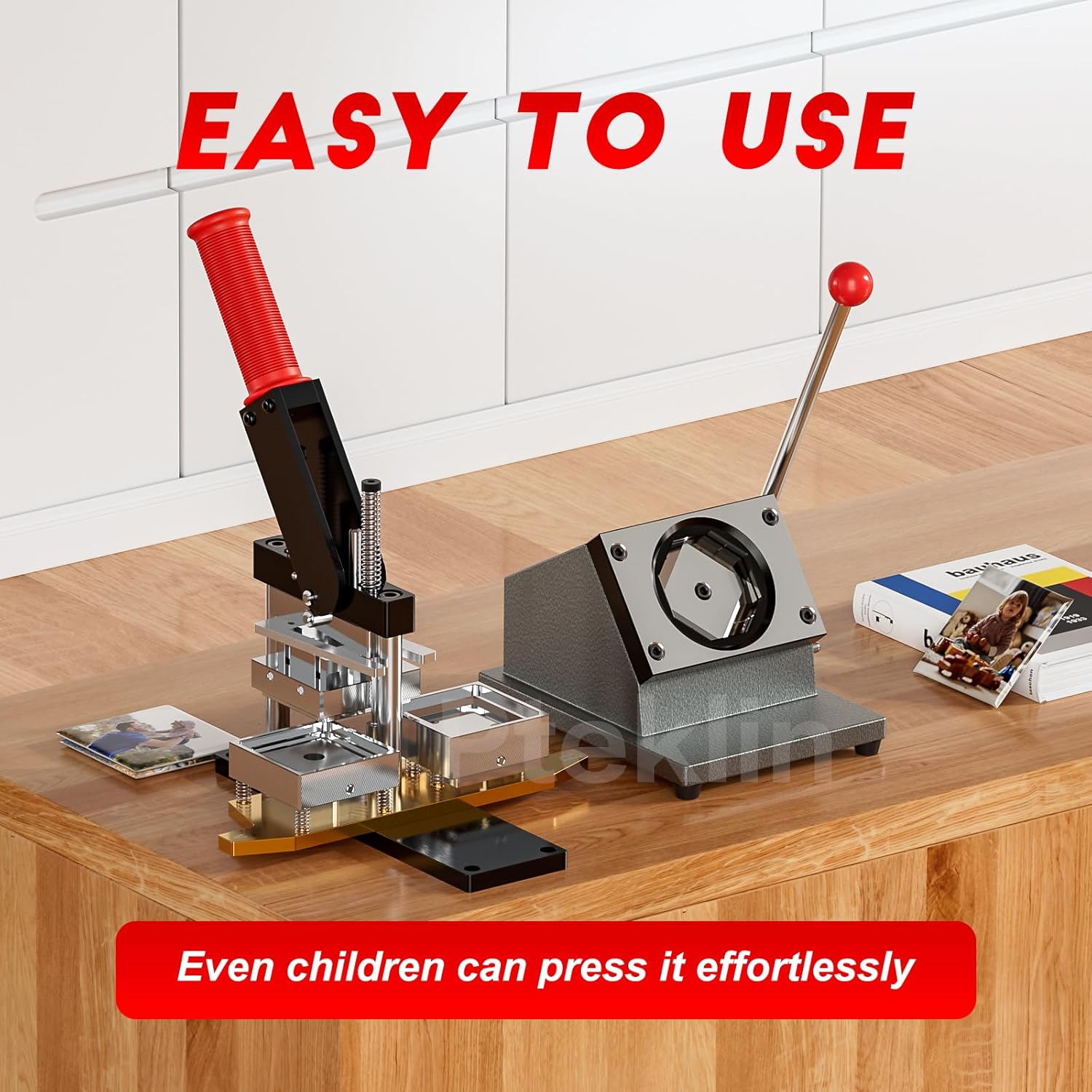2x2inch Magnet Maker Machine Kit Acrylic&Cardboard Materials Compatible, Fridge DIY Photo Magnet Maker Press Machine+Paper Cutter+200 Sets Materials