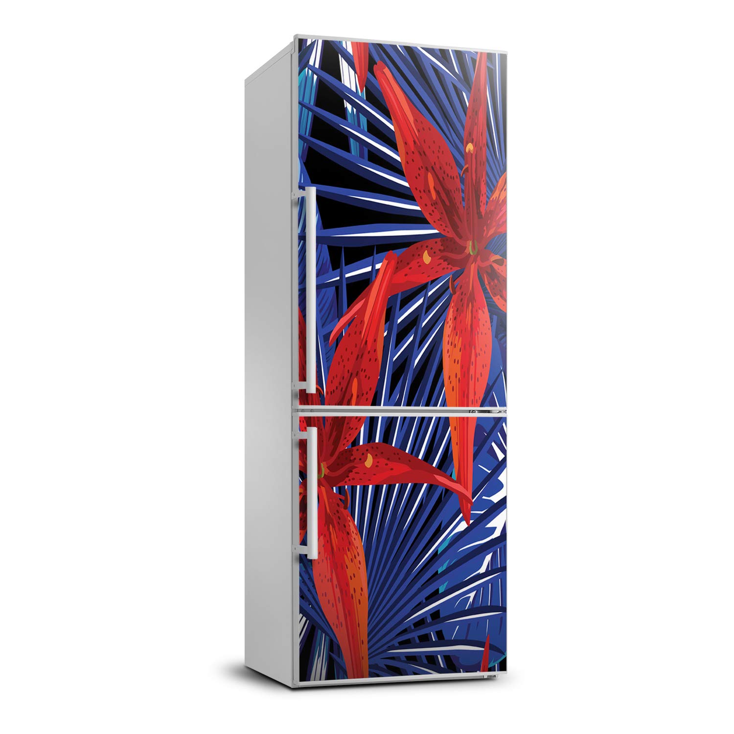 Pegatinas Pared Cocina y Refrigerador 60x180cm Vinilo Flores Tropicales