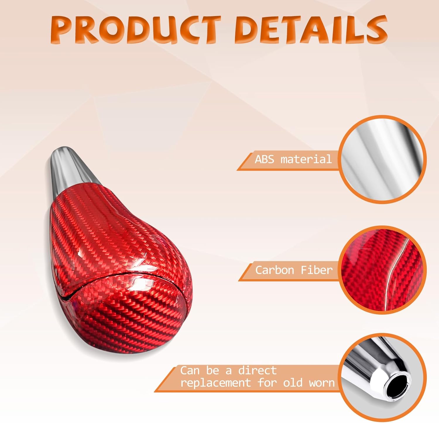 Red Carbon Fiber Gear Shift Knob Shifter Compatible with Toyota Camry 2012-2017 Corolla 2014-2018 Rav4 2013-2017 Prius C 2012-2017 Yaris 2015-2017