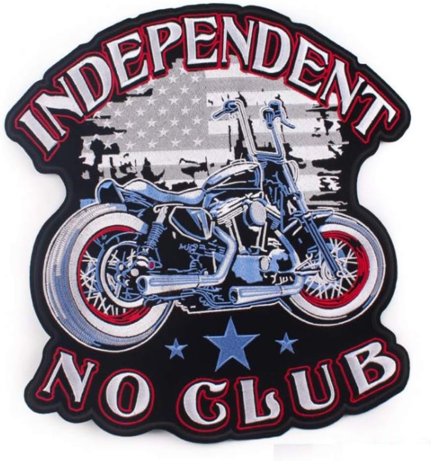 11" x 11.7" Large Rider Biker Patch Independent No Club Motorcycle Embroidered Iron on/Sew On Patch
