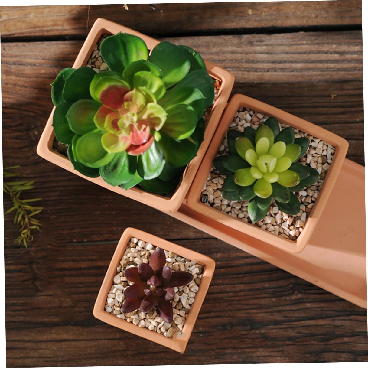 DOITOOL Red Pottery Succulent Flower Pot Square Planter Small Breathable Ceramic Cactus Pot for Indoor Desk Gardening