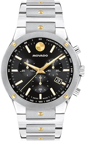 Movado SE Mens Sport Watch - Swiss Quartz Chronograph Movement, Stainless Steel Link Bracelet - 5 ATM Water Resistance - Luxury Fashion Timepiece for Him - 42mm