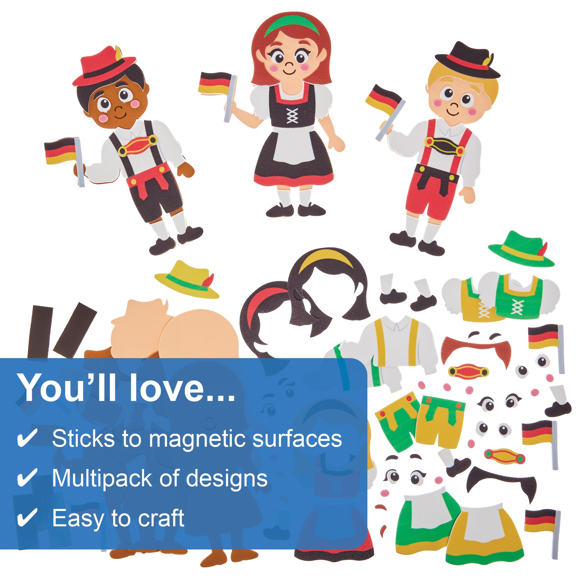 Baker Ross FN039 German Traditional Dress Mix & Match Magnet Kits - Pack of 8, Educational Arts and Crafts Kits, Learning Resources - Image 3