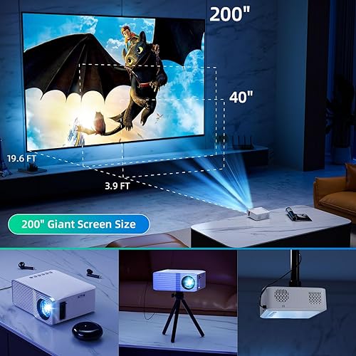 Miniatura 7 de KSAN Mini proyector, proyector portátil compatible con 4K, proyector de película para cine en casa al aire libre, espejo de pantalla WiFi 5G para