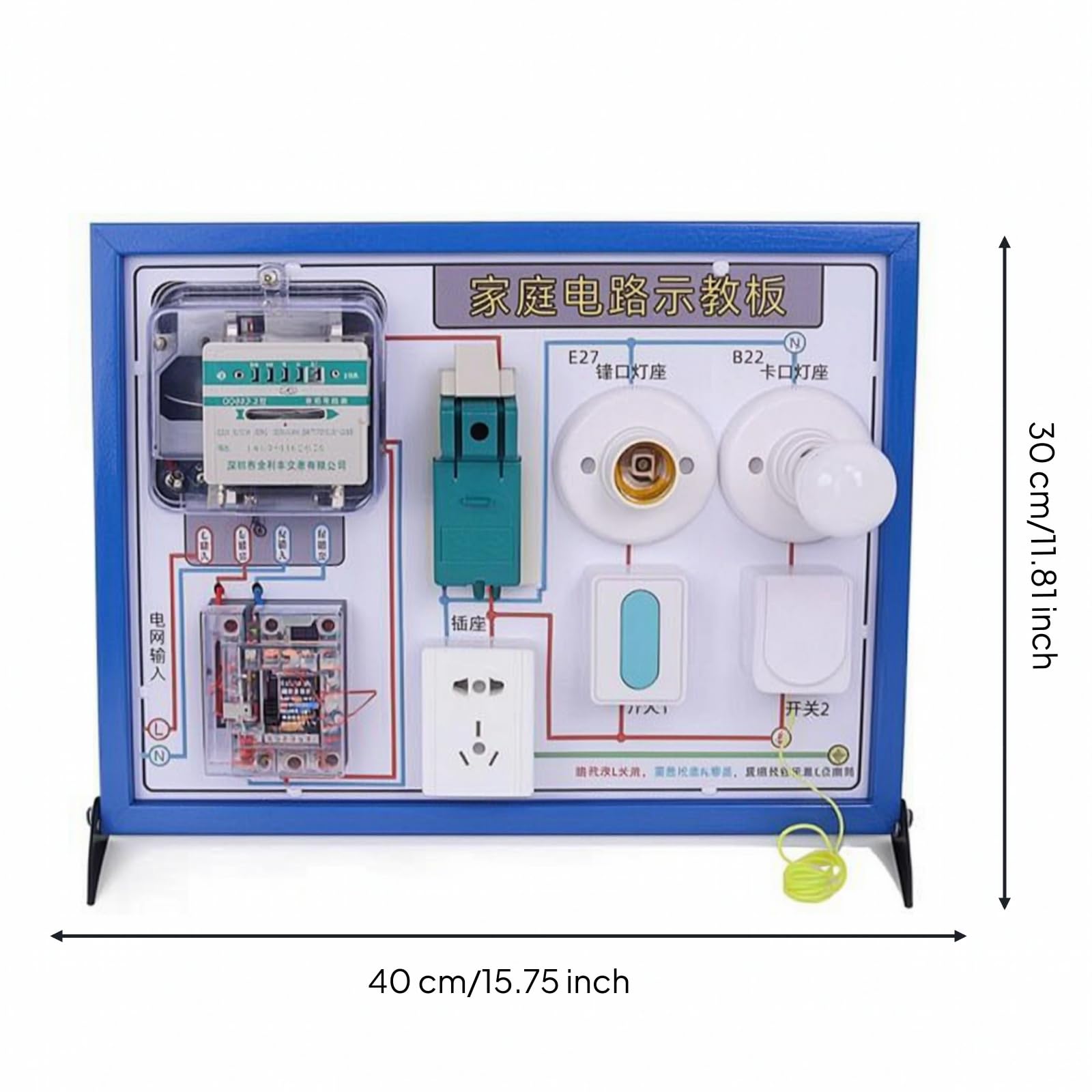 Maqueta Circuito Doméstico Integrado Panel Entrenamiento Eléctrico Reutilizable para Laboratorio, 30 40cm