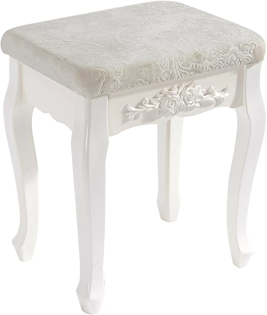 EOSVALO Schminkhocker Aus Leder - Moderner Sitzhocker Für Schminktisch & Wohnbereich (47,5x33x45,7 Cm)