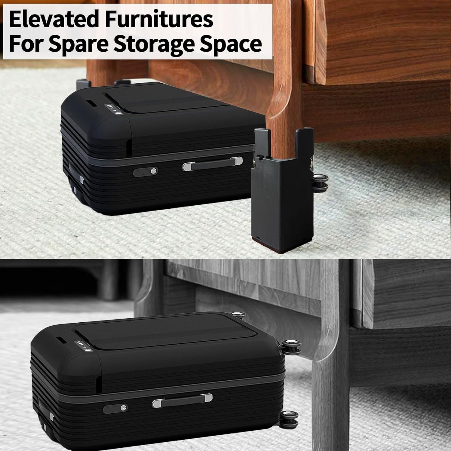 INFTYLE 4 Pack Adjustable Bed Risers 4 Inch, Chair Risers with Screw Clamp, Heavy Duty Sofa Tables Furniture Risers Fit for Square/Round Furniture Leg Diameters 0.8-1.6 inch, Support up to 400 lbs