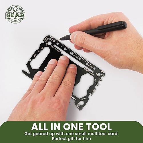 Miniatura 6 de Tarjeta multiherramienta 15 en 1 de ajuste delgado para billetera, trabaja duro, confía en Dios Colosenses 323-24 con cortadores, llaves, abridores,