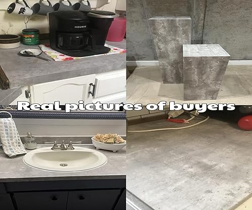 Miniatura 26 de Papel tapiz de hormigón gris claro de 24 x 394 pulgadas, para despegar y pegar, papel de contacto de hormigón gris de cemento sintético, vinilo