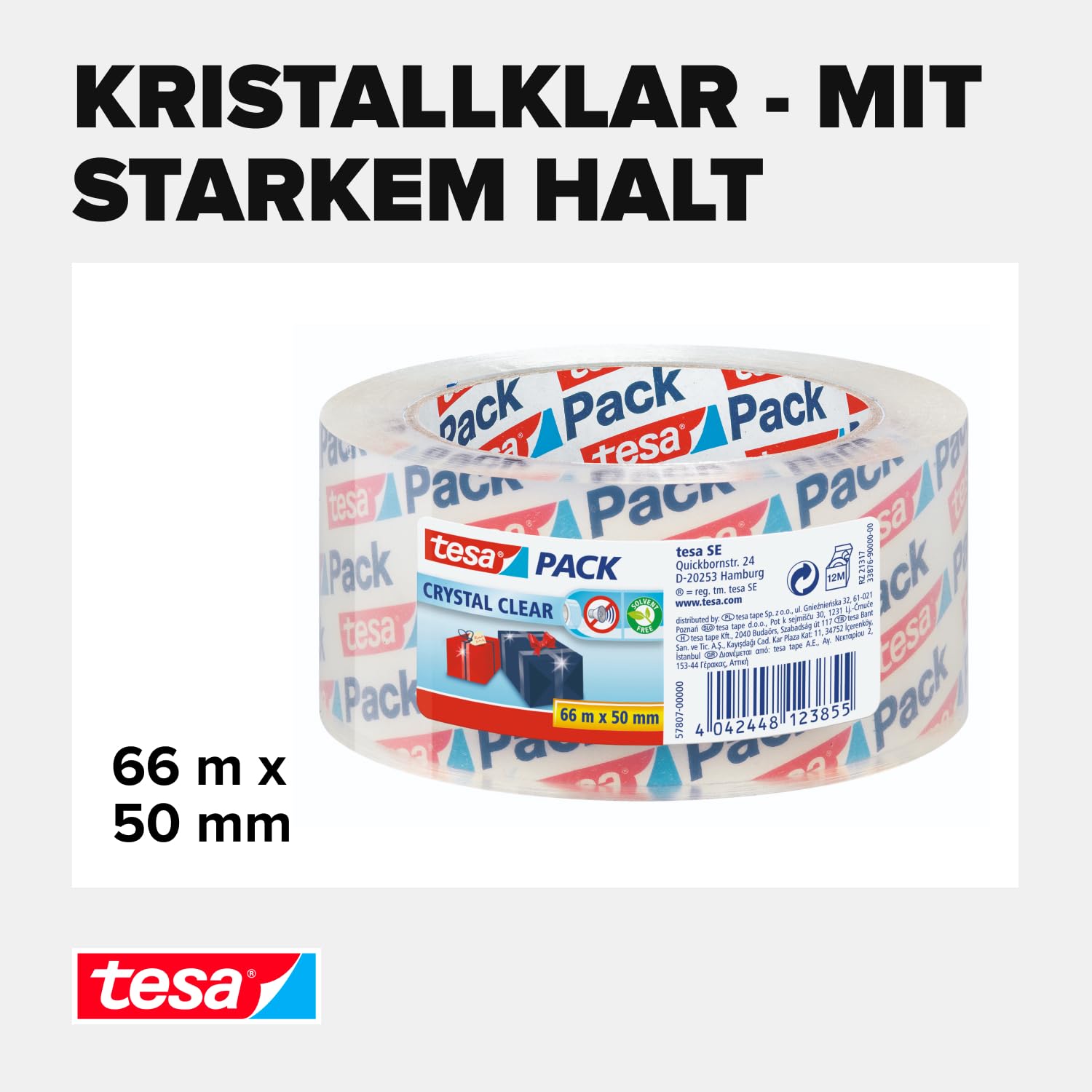 tesapack Ultra Strong im 6er Pack - PVC-Klebebänder für festes