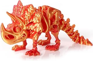 3D Printed Dinosaur, 3D Printed Animals Dragon Fidget Toy Adult Desk, Poseable Dino Skeletons with Articulated Joints, Easter Basket Stuffers, Home Decor, Stress Relief Toy for Autism (Triceratops)