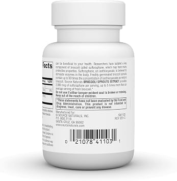 Source Naturals Broccoli Sprouts Extract, 250 mg - 30 Tablets | Sprouted Broccoli Extract Blend | 2,000 mcg of sulforaphane per serving*