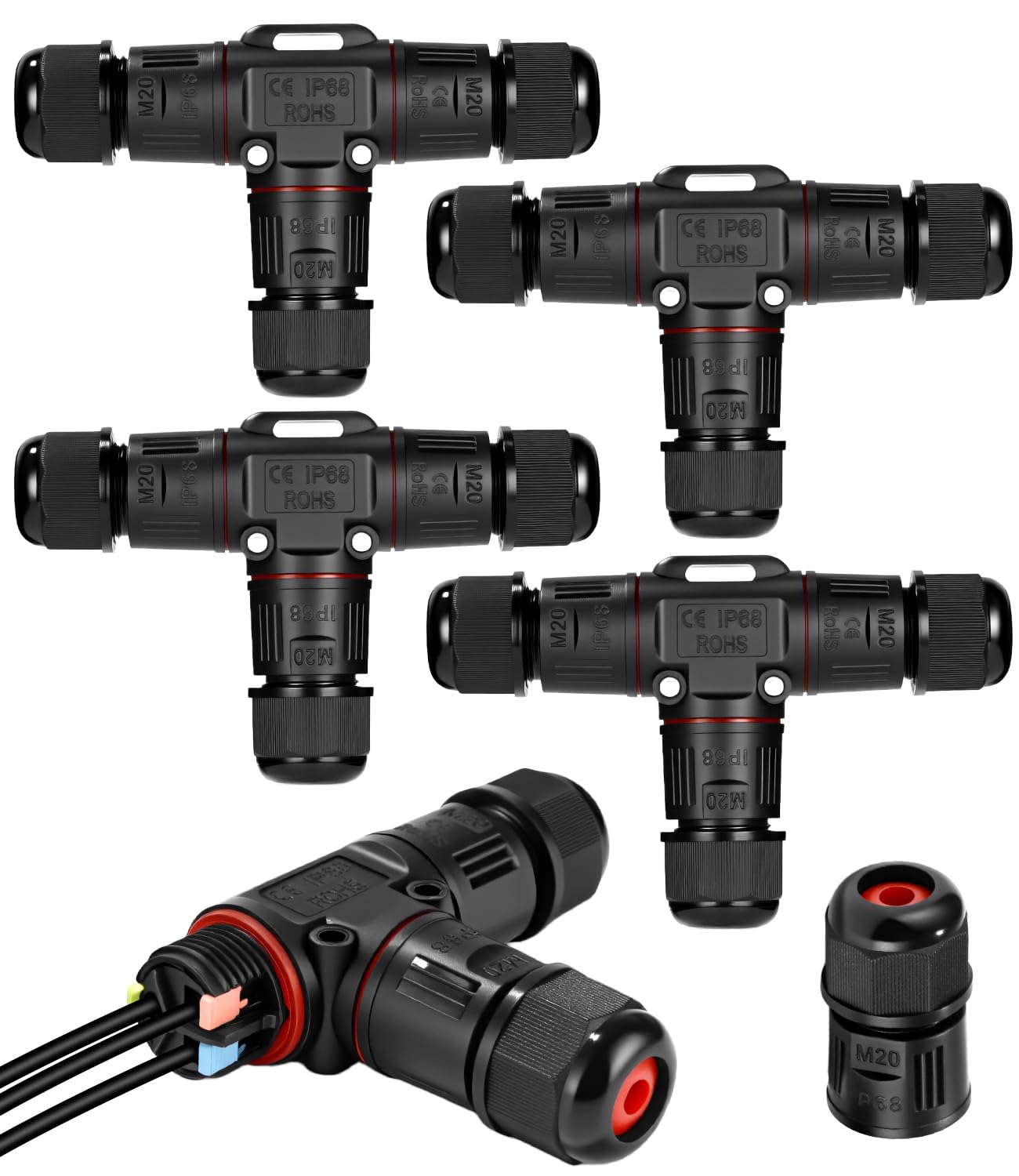 4 Pièces Raccord Electrique Etanche IP68 Connecteur Câble à 3 Broches, Boîte de Jonction 3 Voies Étanche