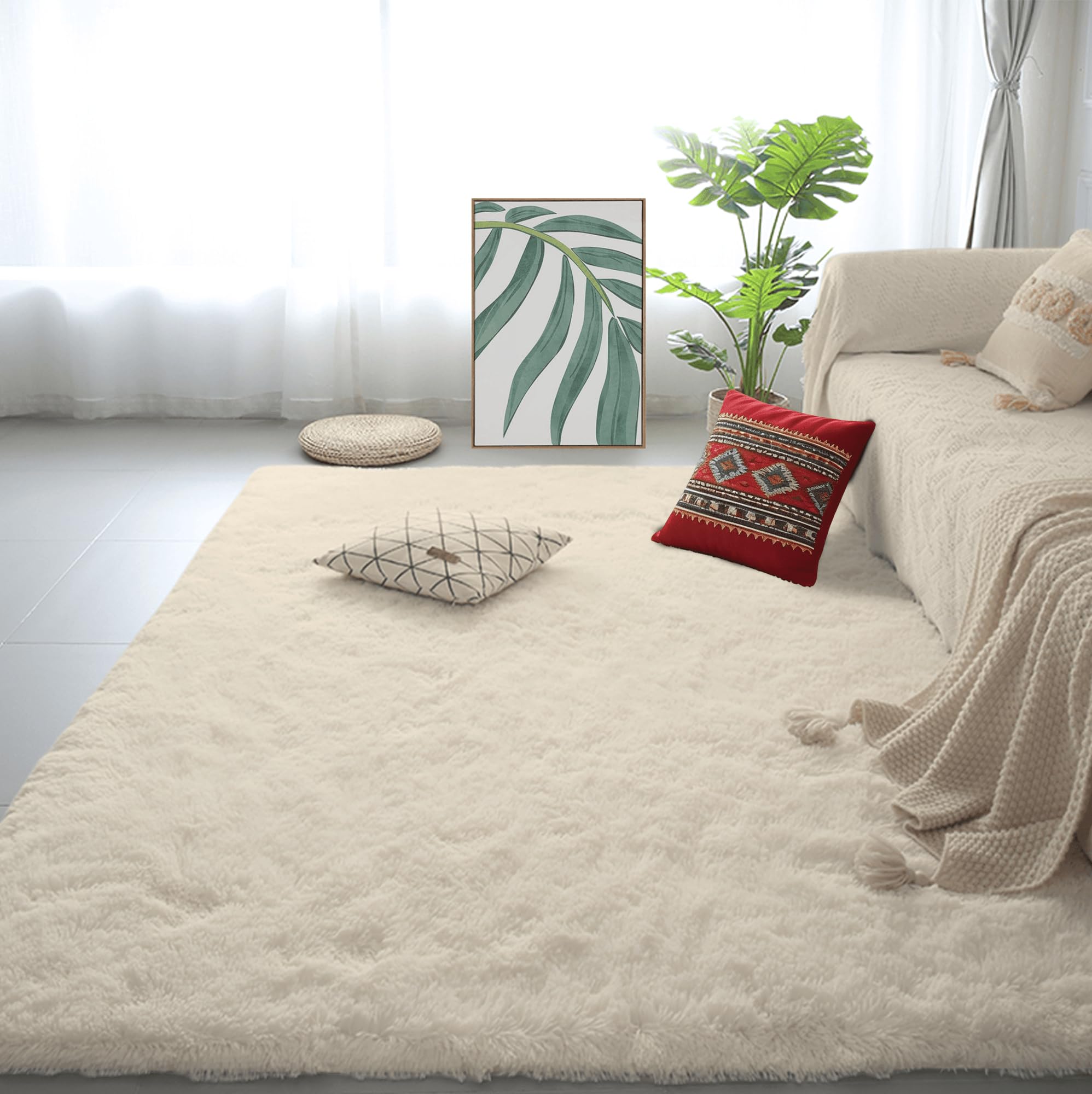 Tapis moderne 120 x 290 cm antidérapant soft fluffy area rugs pour chambre