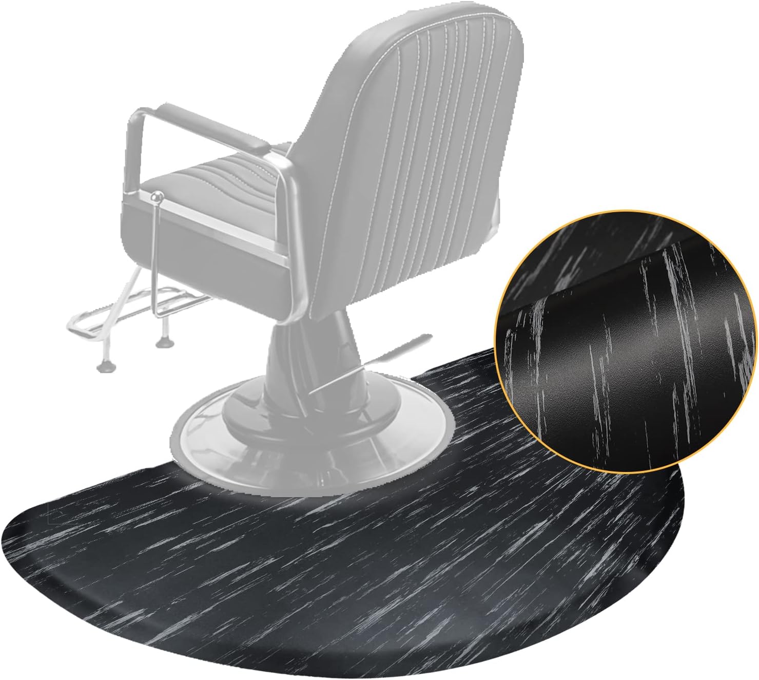 Barber mat 3'x5' -1/2" Thick,Soft Anti Fatigue Salon mats for Hair Stylist,Semi-Circular Salon Floor mats,Barber Floor mats for Hair Stylist，Salon Chair mat（Wear-Resistant and Easy to Clean）