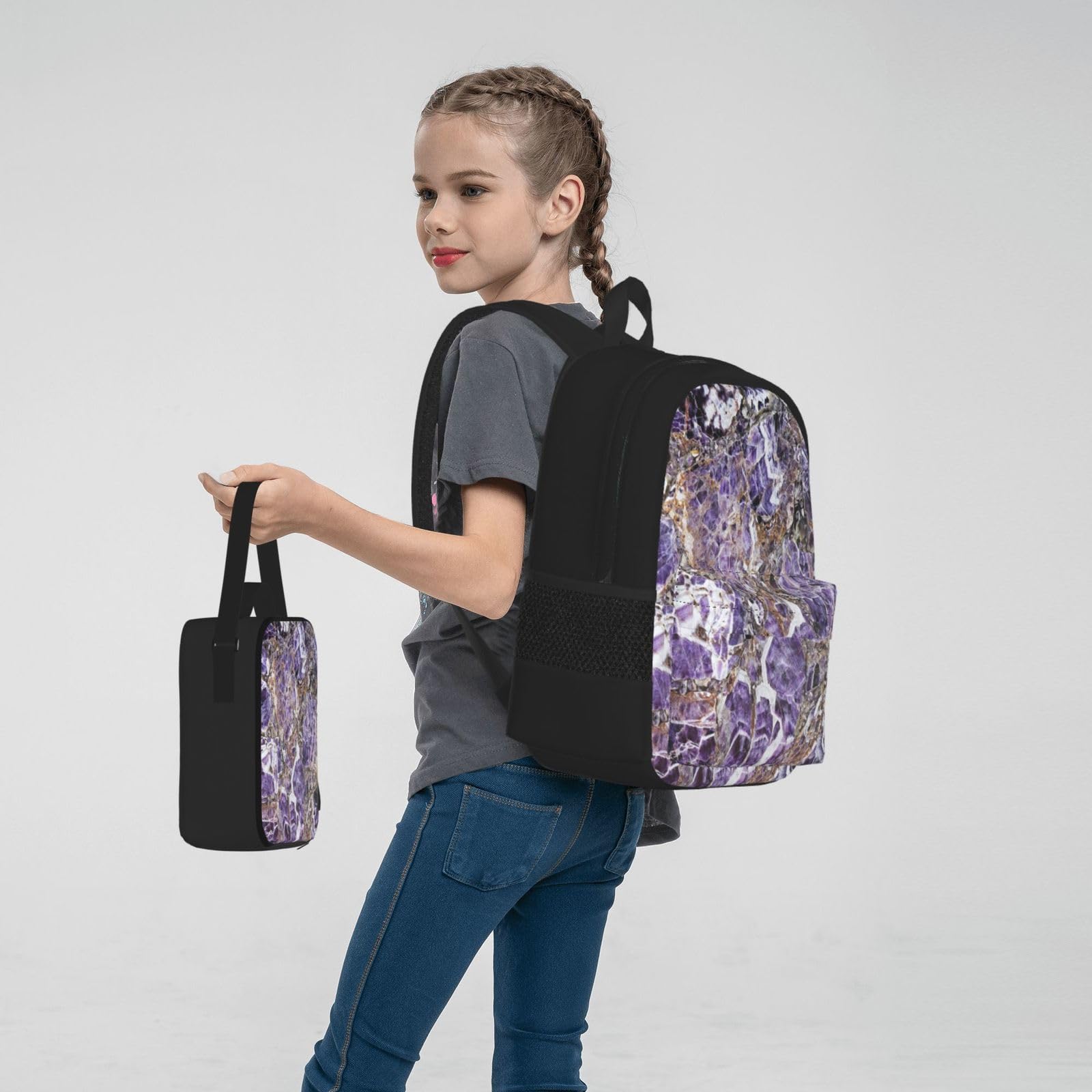 Schulbücher-Set mit Hundepfotenmuster, mit Lunch-Tasche, Federmäppchen, Reise-Laptop-Rucksack, Schultasche, 3-teiliges Set