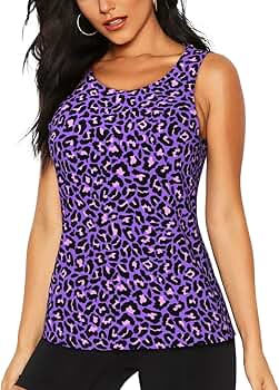 Amazon.com: Kuilepa Purple Leopard Print Workout Tank Tops