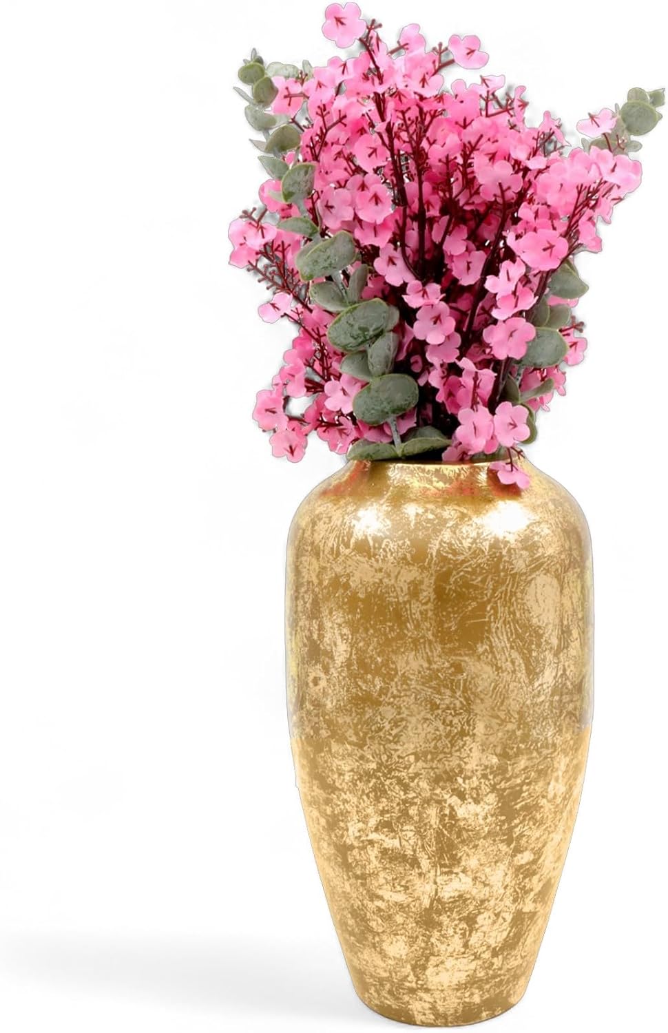 Hosley Gold Traditional Metal Vase 11" High Gold Vase Floor Tall vase Ideal for Home Decor Weddings, Party, Home Office