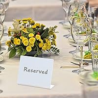 Vista 6 de Outus 12 etiquetas de comida de bufé de 4 x 3 pulgadas, mini letreros pequeños de pizarra de tiza acrílica blanca, letreros de bajo precio con 2