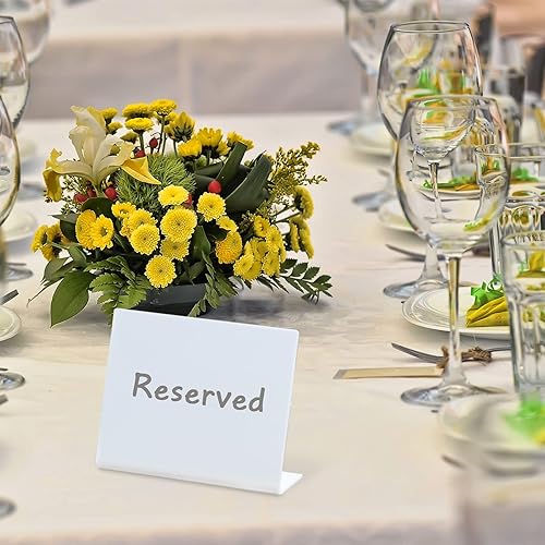 Miniatura 6 de Outus 12 etiquetas de comida de bufé de 4 x 3 pulgadas, mini letreros pequeños de pizarra de tiza acrílica blanca, letreros de bajo precio con 2