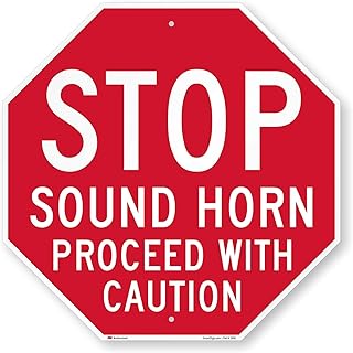 SmartSign "Stop - Sound Horn Proceed with Caution" Sign | 24" x 24" 3M High Intensity Grade Reflective Aluminum