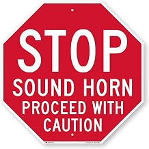 SmartSign "Stop - Sound Horn Proceed with Caution" Sign | 24" x 24" 3M High Intensity Grade Reflective Aluminum