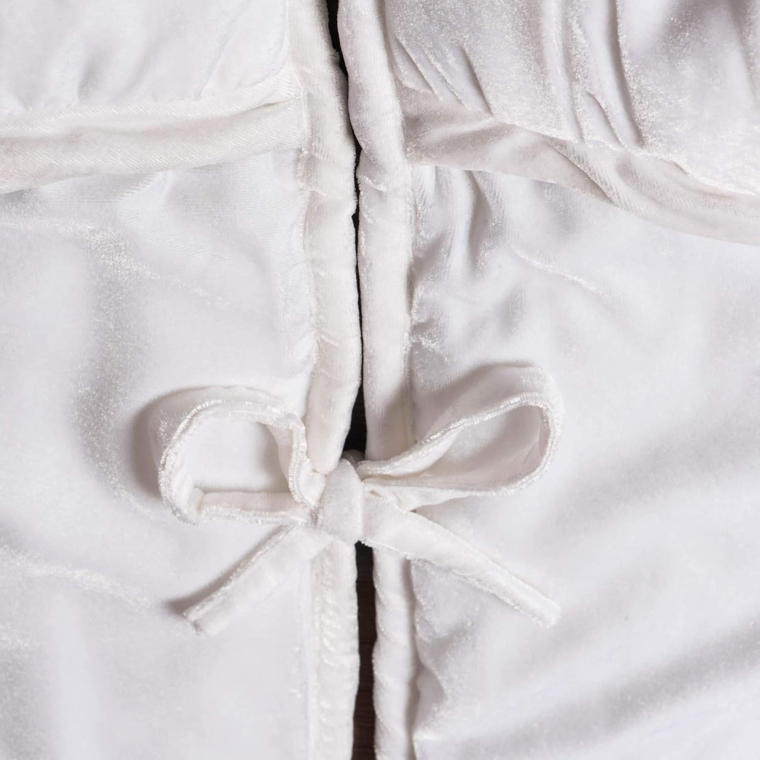 Vickerman 60" Plush White Velvet Christmas Tree Skirt - Self Cord Detail - Fully Lined - Tie Closure - Festive White Colored Tree Skirt - Festive Velvet Christmas Decor