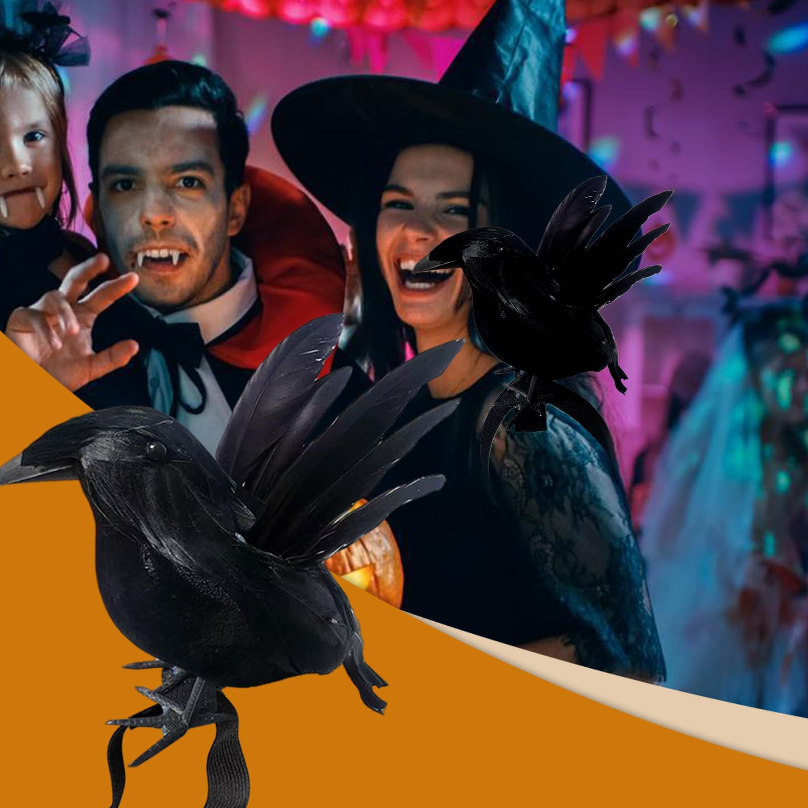 Statua wrony - Halloween sztuczny kruk, rekwizyt cosplay z elastyczn? opask? akcesoria do kostiumu do wewn?trz ogrodu podwórka rami? zewn?trz nagrobki nawiedzony dom podwórko dom
