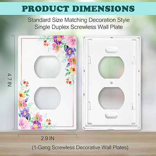 Miniatura 2 de Cubierta decorativa para placas de pared sin tornillos, diseño floral clásico, cubiertas de toma de corriente eléctrica dúplex, panel decorador de