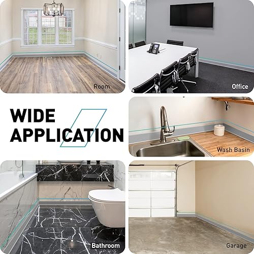 Miniatura 6 de Moldura de zócalo, 4 pulgadas de ancho x 20 pies de largo, borde flexible de moldeo para placa base de vinilo autoadhesiva, base de base para