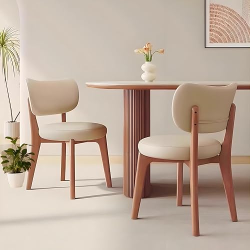 Miniatura 8 de Upholstered Dining Chairs,French Country Dining Chairs with Wooden Legs&Curved Back,Farmhouse Chair for Kitchen Offices Restaurant(Light Walnut,2pcs)