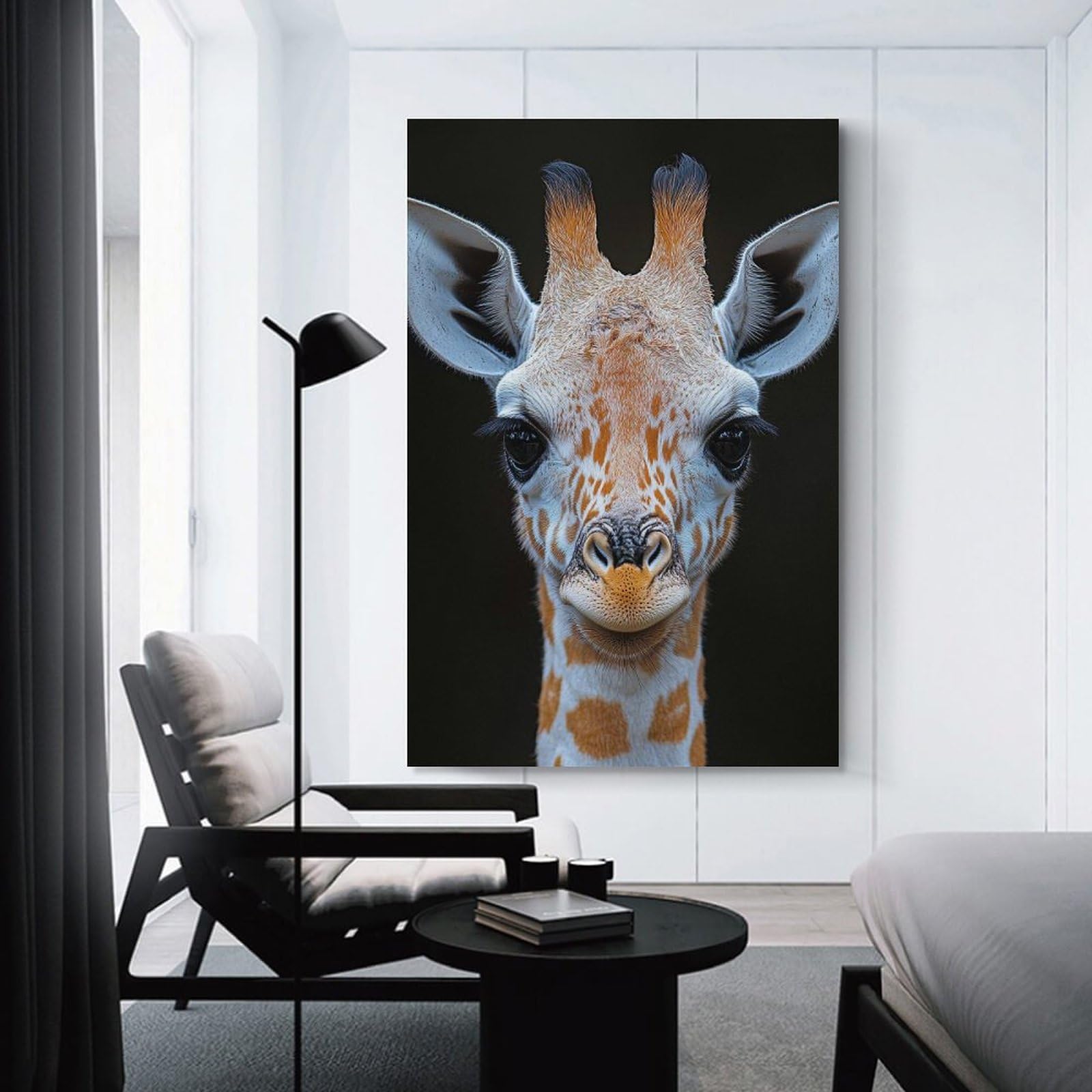 Close-up Portrait of A Young Giraffe Decorative Canvas Print 20x30inch(50x75cm), for Hallway, Bedroom Or Modern Interiors, Home Decor Gift with Stylish Appeal