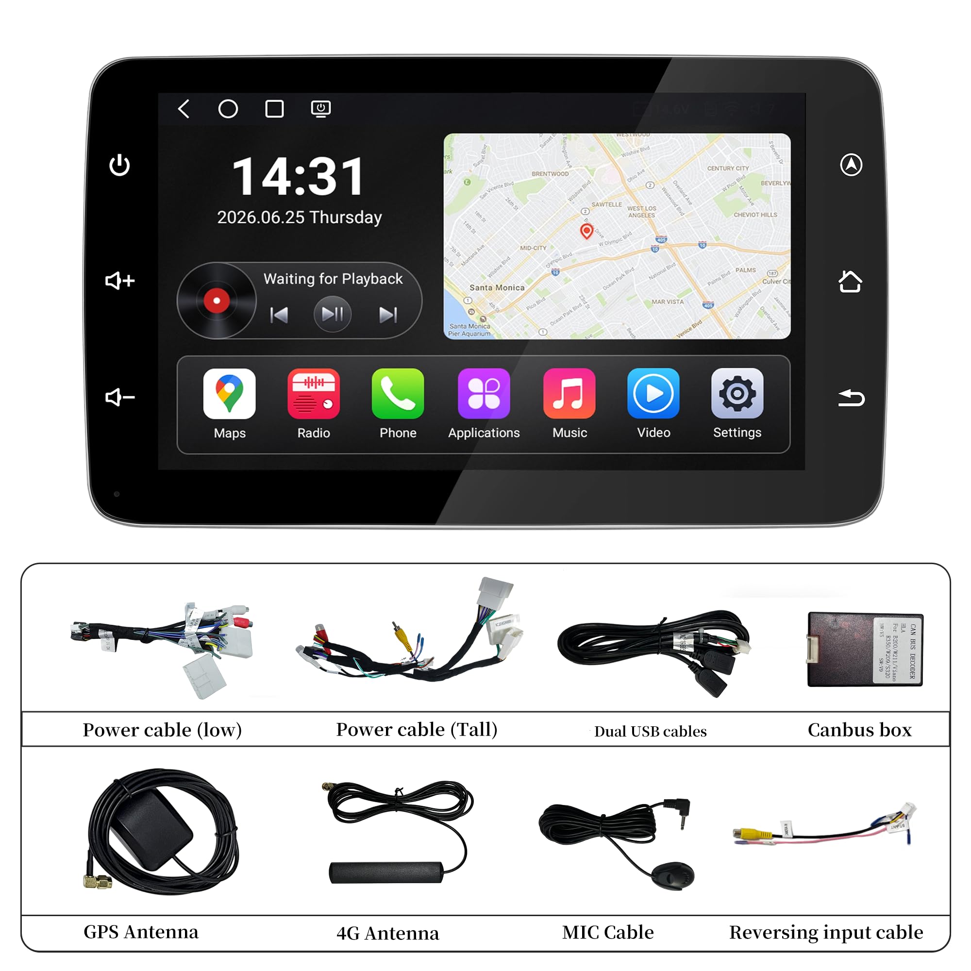 Für Smart Fortwo Forfour 453 (2015–2019) CarPlay Radio Dash Kit 9 Zoll Touchscreen Upgrade Android Auto Vollbild YouTube Spotify Android GPS Navigation unterstützt Rückfahrkameras