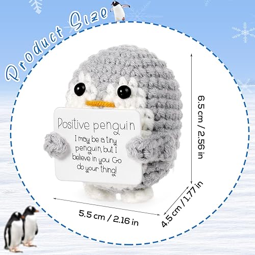 Vista 24 de BOXOB Mini pingüino positivo divertido, 2.6 pulgadas, lindo juguete de pingüino de punto con tarjeta positiva, muñeca de ganchillo de pingüino Negro