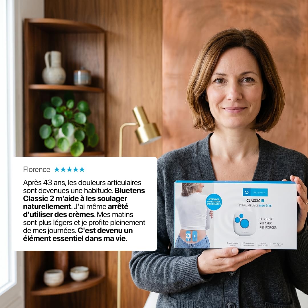 Bluetens Classic 2 Électrostimulateur Connecté TENS/EMS – Appareil Electrostimulation Musculaire et Anti Douleur pour Thérapie, Relaxation, Reeducation, Massage Sportif par Electro-Stimulation