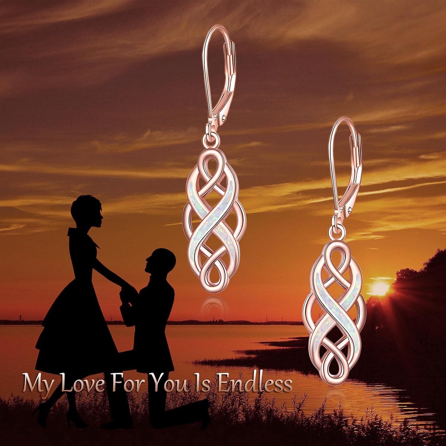 YFN Sterling Silver Celtic Knot Dangle Earrings Good Luck Irish Celtic Knot Leverback Dangles Earrings for Women - Image 3